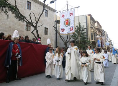 L'alcalde Ros, amb el bisbe Piris i el conseller Pelegrí, en la Processó dels Dolors a Lleida.