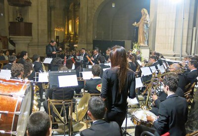 Montse Parra i Joan Piris, en el Concert de Pasqua de la Banda Simfònica Unió Musical de Lleida a la Catedral.