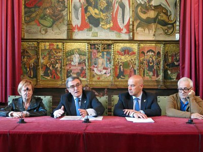 A.Ros, R.Peris, N.Solé i J.Sellés, en l'acte al Saló de Sessions sobre el Pacte Social per a la Ciutadania.