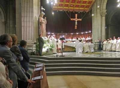 L'alcalde de Lleida ha assistit a la missa amb l'alcalde de les Borges Blanques, Enric Mir.