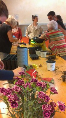 El taller per aprendre a cultivar flors a l'hort s'ha fet aquest dissabte al Centre d’Interpretació de la Mitjana.