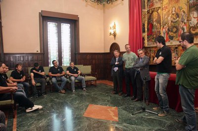 Recepció institucional al CTI Balàfia Vòlei Lleida, campions de la fase d'ascens a Primera Nacional.