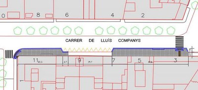 Plànol de l'actuació al carrer Lluís Companys.