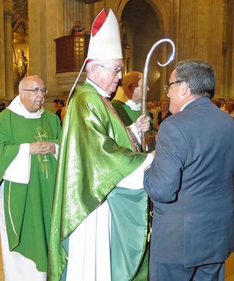 À.Ros, en el comiat del bisbe emèrit de Lleida, Mons. Joan Piris, a la Catedral Nova.