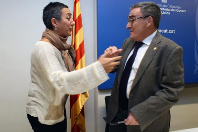L'alcalde de Lleida, Àngel Ros, amb la Presidenta de l’Institut Català de les Dones, Montse Gatell.