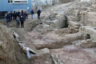 L'alcalde Ros amb el delegat territorial de Cultura, J. Borrell, al Call Jueu de Lleida.