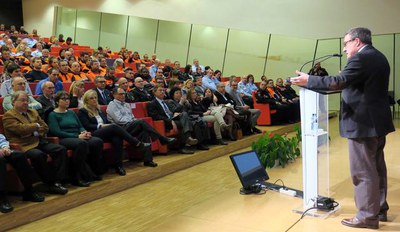 El paer en cap, Àngel Ros, va fer la cloenda de l'acte a la Llotja.
