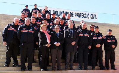 Els voluntaris de Lleida amb el paer en cap i el director general.