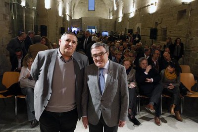 L'alcalde, Àngel Ros, amb el president del CPC a Lleida, Rafa Gimena.