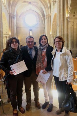 Marta Escolà i Marta Capdevila, dues tècniques de la Regidoria de Polítiques per als Drets de les Persones, entre les guardonades.