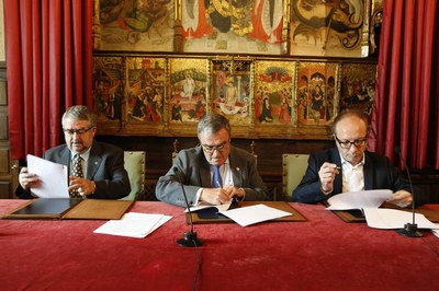 Signatura del conveni entre el Parc Científic, la Paeria i la UdL amb el Col·legi de directors de Cinema de Catalunya perquè Lleida sigui la seu del ….