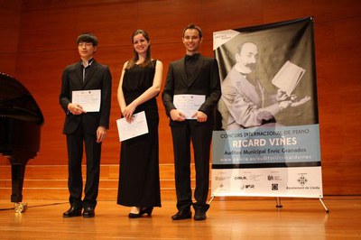 Enrique Lapaz, Dina Ivanova i Antonio Bernaldo de Quirós, els tres guardonats del XXII Concurs Internacional de Piano Ricard Viñes..
