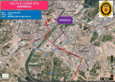 Plànol de la ciutat de l'arribada de la Volta el diumenge.