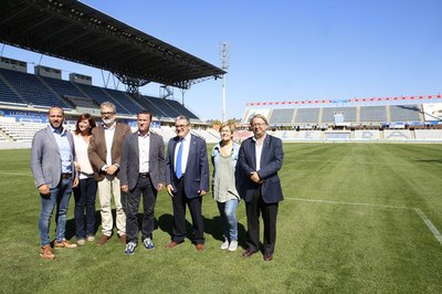 Visita aquest matí a la nova gespa del Camp d'Esports de Lleida.