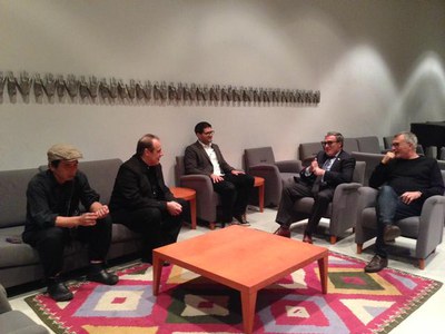 L'alcalde Àngel Ros ha assistit al concert d'obertura del Festival, a la imatge amb el director, JRamon Jové i els integrants de Barry Green Trio..