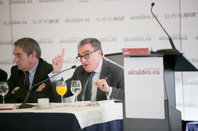 El paer en cap, en un moment de la seva intervenció al col·loqui sobre el Corredor Mediterrani..