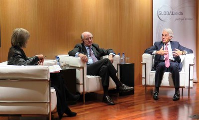 Mari Pau Huguet ha conduït l'entrevista a Antoni Brufau i Ramon Roca.