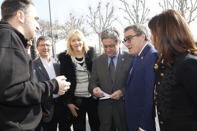 L'alcalde ha rebut Enric Millo a l'arribada a Lleida acompanyat de representants dels grups municipals del PSC, PP, C's i la Crida-CUP.