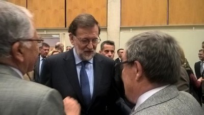 L'alcalde Àngel Ros, amb el president del Govern de l'Estat, Mariano Rajoy en el marc de la Jornada sobre Infraestructures celebrada a Barcelona..