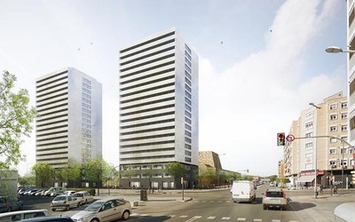 Recreació virtual de les dos torres de pisos que es construiran al costat de la Llotja.