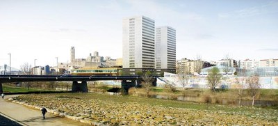 Recreació virtual. El projecte de les torres de la Llotja el duran a terme els arquitectes guanyadors del concurs, Patxi Mangado, Ramon Sanabria i Ra….