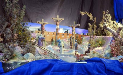 La representació del 'Calvari', obra del mestre pessebrista José Antonio Ferrer.