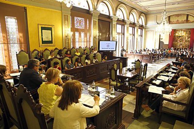 Fotografia del Saló de Sessions ple d'infants i joves.