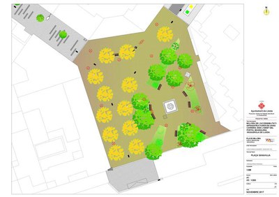 Mapa de les actuacions detallades a la Plaça Sanahuja.