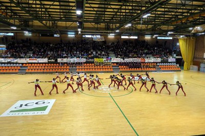 Un moment de l'actuació d'un dels grups participants, el del Lleida Patinatge Artístic.