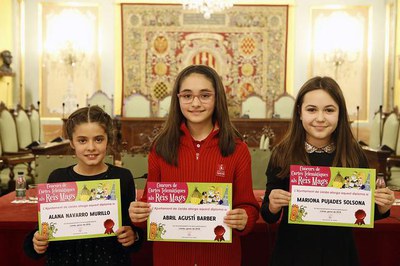 Les tres guanyadores del Concurs de Cartes Telemàtiques als Reis Mags.