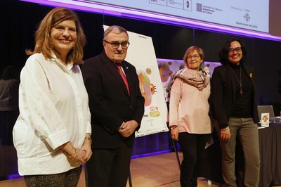 L'alcalde, Àngel Ros, amb la tinent d'alcalde Montse Parra, a la presentació d'Animac 2018 amb la directora de la mostra, Carolina López, i la direct….