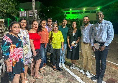 El regidor de Cooperació, Jackson Quiñónez, i l'alcalde de Lérida, Luis Carlos Amézquita, en l'acte commemoratiu dels 30 anys d'agermanament Lleida-L….