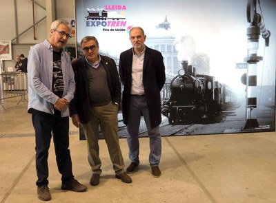 L'alcalde amb l'organitzador del saló i el director de Fira de Lleida.