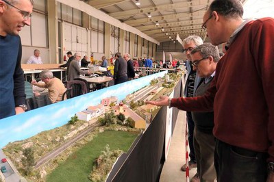 Una altra de les maquetes exposades, propietat de l'Ateneu, reprodueix l'estació de Cervera.