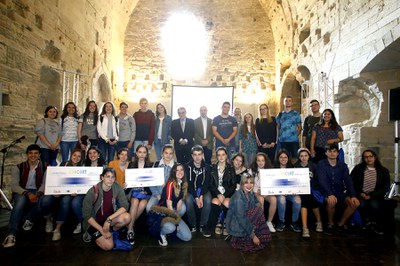 Els equips guanyadors del Concurs ConCurt Patrimoni de Lleida, Patrimoni Europeu, dels centres Gili i Gaya, Claver i Episcopal (accèssit).
