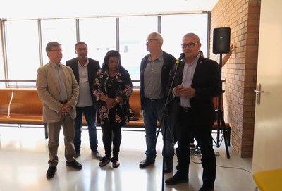 Acte d'obertura de l'exposició sobre els 600 anys del poble gitano a Catalunya, aquest dimarts, al Centre Cívic Mariola.
