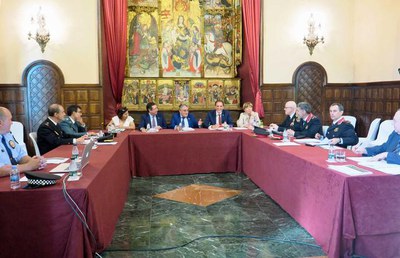Reunió a l'Ajuntament de Lleida dels responsables dels cossos policials que actuen a la ciutat..