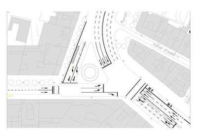 Plànol de la cruïlla de Rambla d'Aragó, Avinguda de Catalunya i Lluís Companys.
