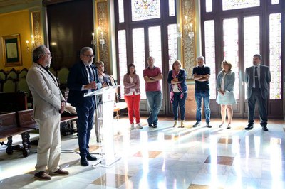 El paer en cap de Lleida, en un moment de la seva intervenció en la presentació de la Guia de la Contractació Pública Social..