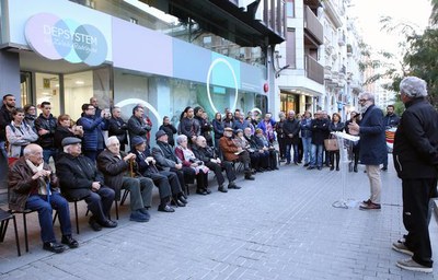 L'alcalde Larrosa en un moment de la seva locució a l'acte.