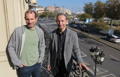 Amadeu Vidal i Josep Ballester, al balcó de la Paeria, després de saber-se el veredicte del jurat.