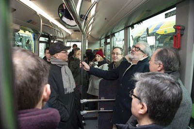 L'alcalde ha participat en la presentació i ha pogut provar els nous combois.