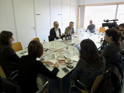 Un moment de la trobada, celebrada al Col·legi d'Arquitectes.