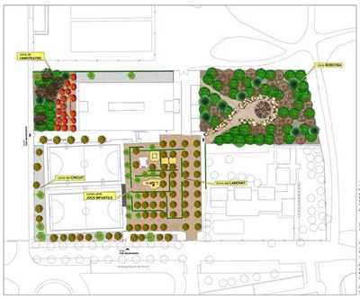 Projecte de la remodelació del pati escolar amb les tres fases d'actuació previstes.