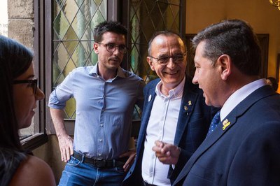 El paer en cap amb els regidors Freixanet, Postius i Castro.