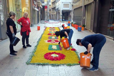 S'han utilitzat tres tones de material per la confecció de 17 catifes.