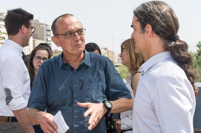 L'alcalde, amb el regidor del Comú, Sergi Talamonte..