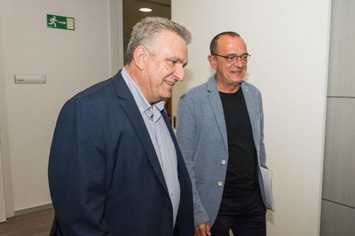 L'alcalde de Lleida, Miquel Pueyo, amb el President de Pimec, Jaume Saltó..