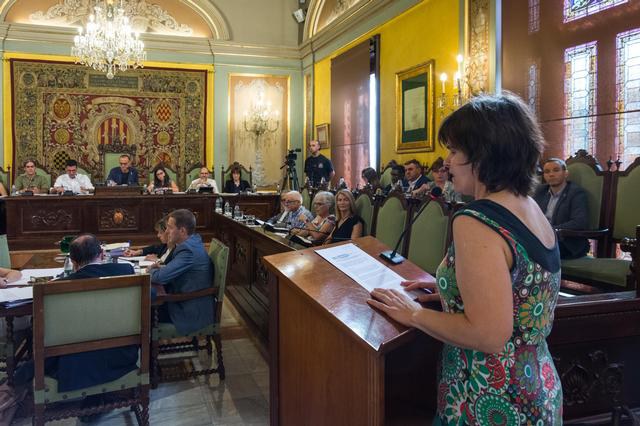 Montserrat Martínez ha intervingut en nom de les enitats que proposaven la moció sobre la venda d'armament