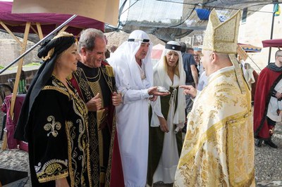 Una de les quatre escenes de la recreació a l'esplanada de la Porta dels Apòstols.